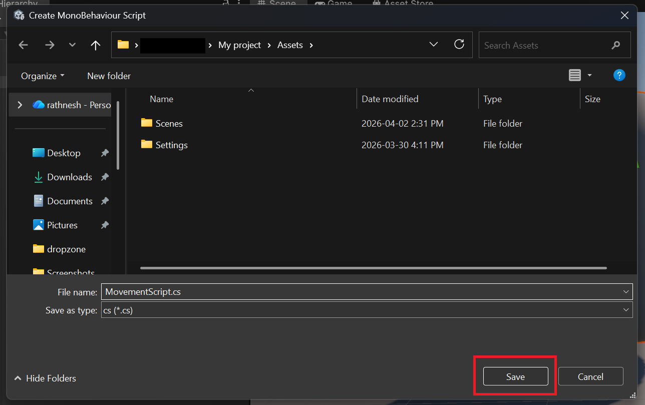 Saving your file Save Script