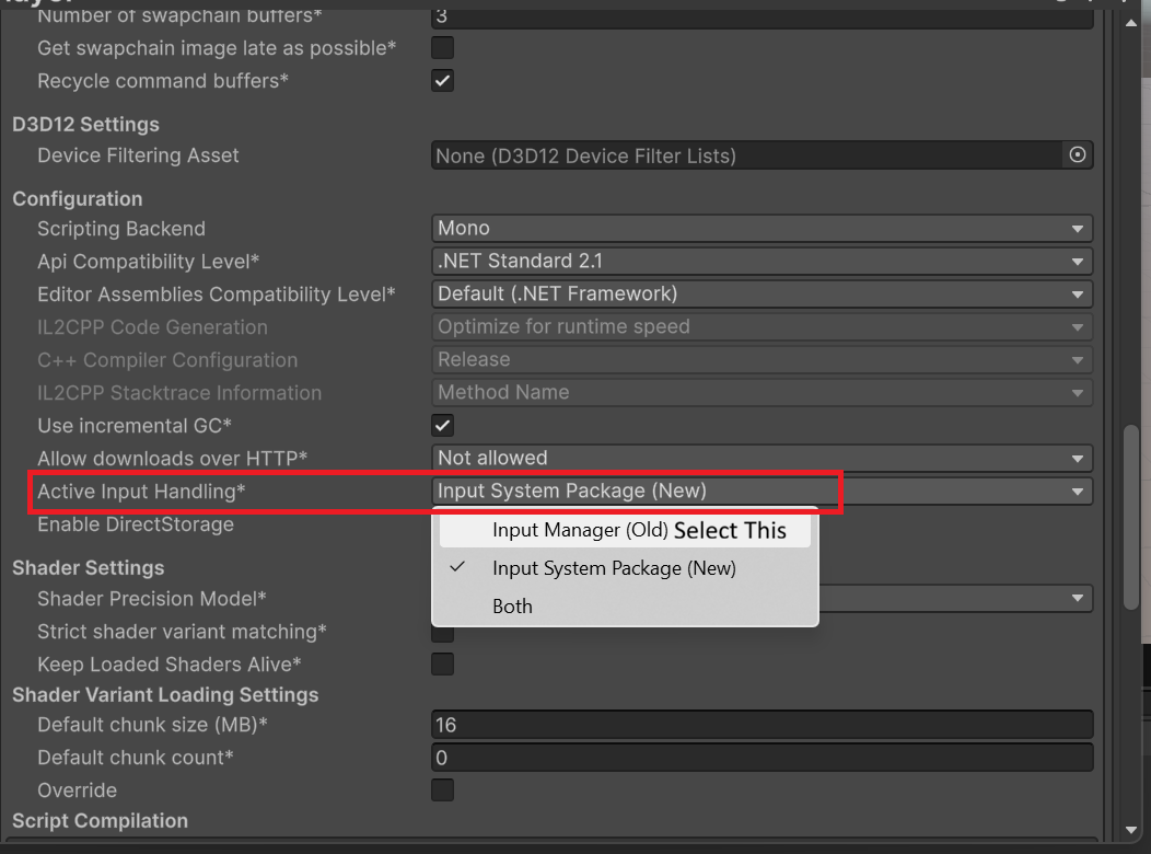Enable Input Manager (Old) Input Handling