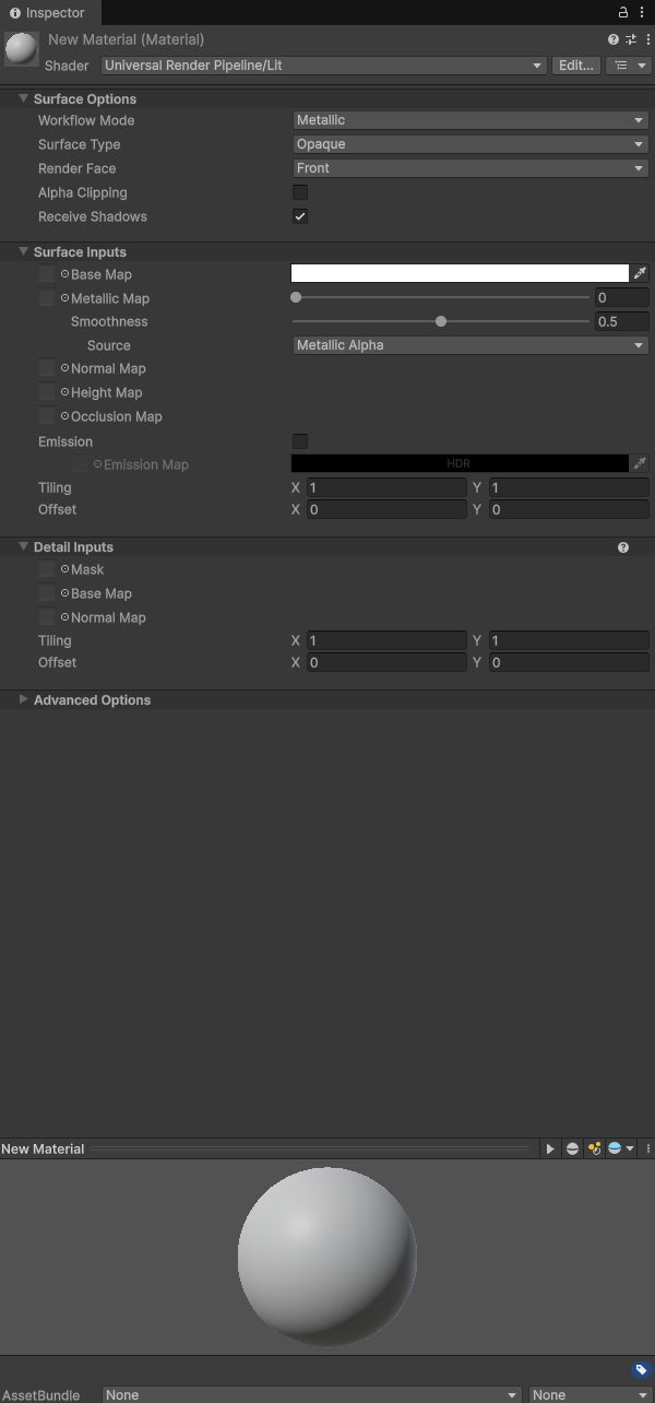 New material Select the White Bar