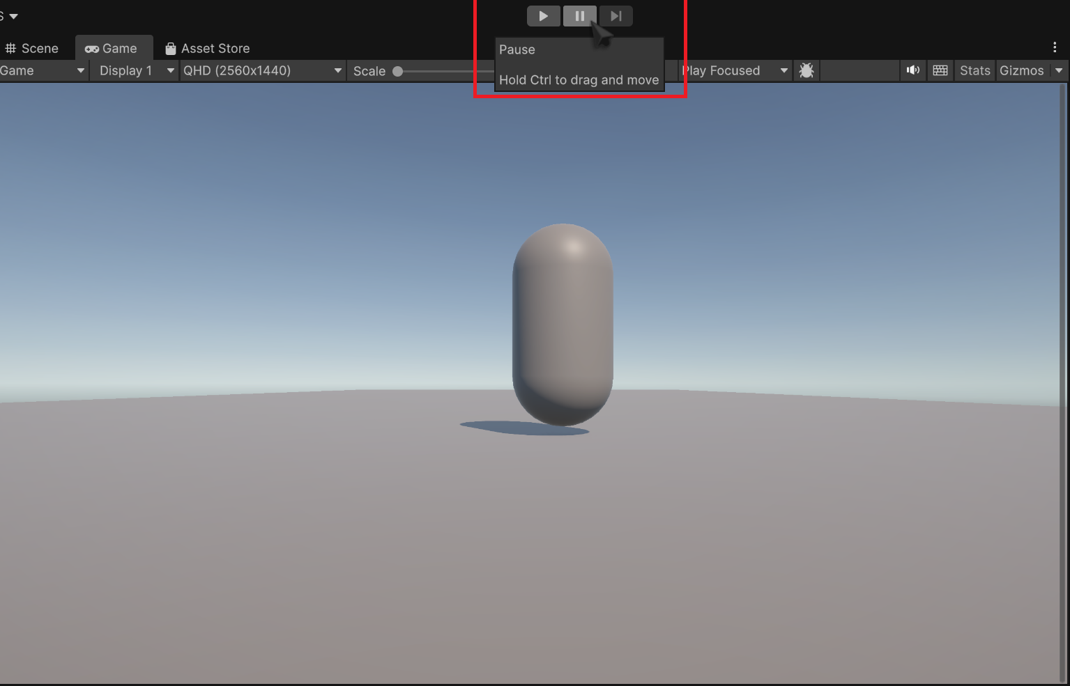 Pause button at the top of the screen