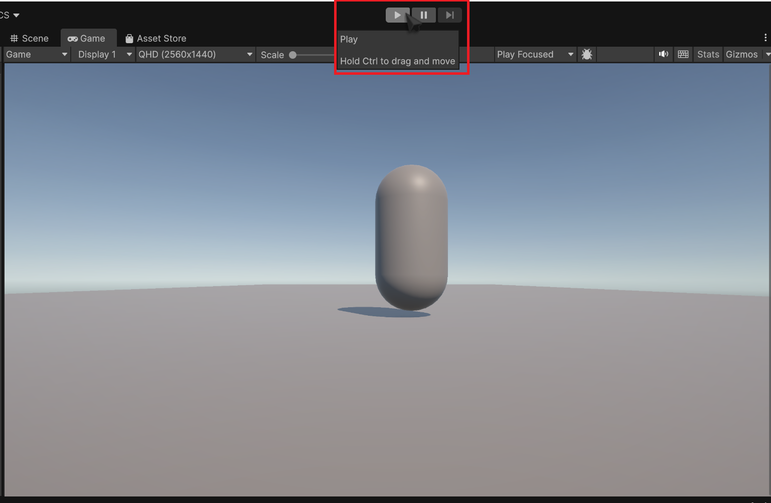 Play button at the top of the screen